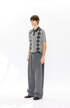 KREATE Retro Diamond-Knit Short Sleeve Polo