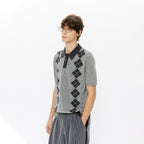 KREATE Retro Diamond-Knit Short Sleeve Polo
