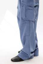 KREATE Washed Belt Graphic Crinkled Cargo Pants