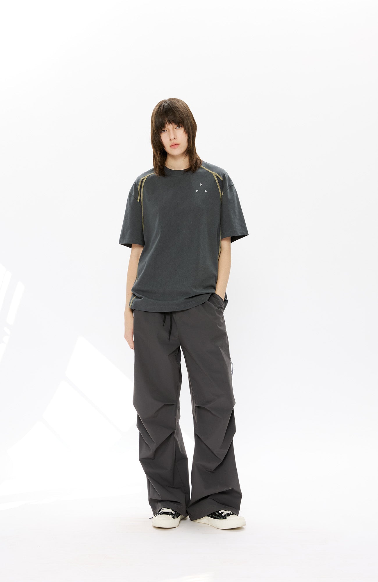 KREATE Contrast Saddle-Stitch Knit Tee