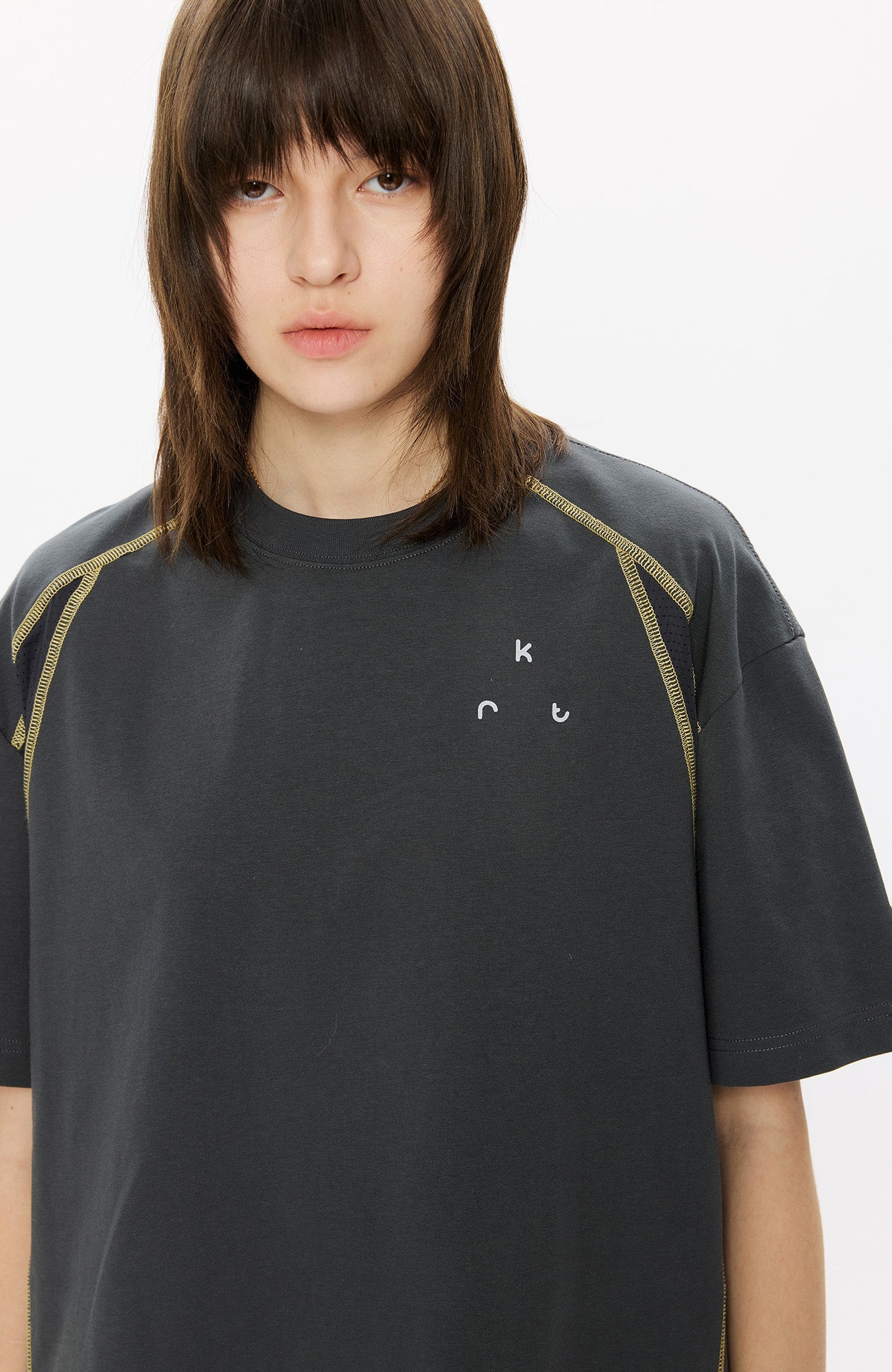 KREATE Contrast Saddle-Stitch Knit Tee