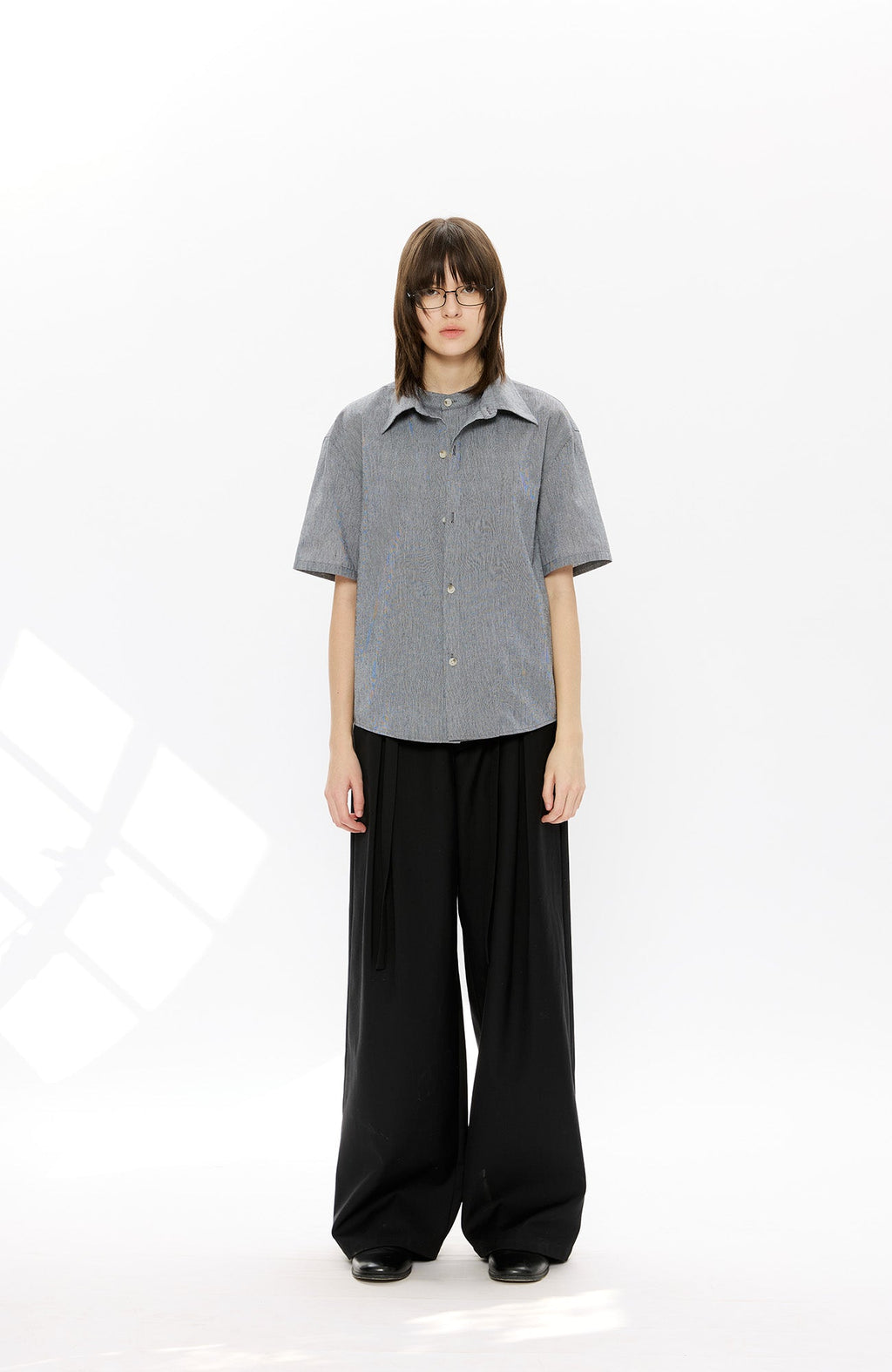 KREATE Layered-Collar Check Short Sleeve Shirt