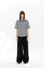 KREATE Layered-Collar Check Short Sleeve Shirt