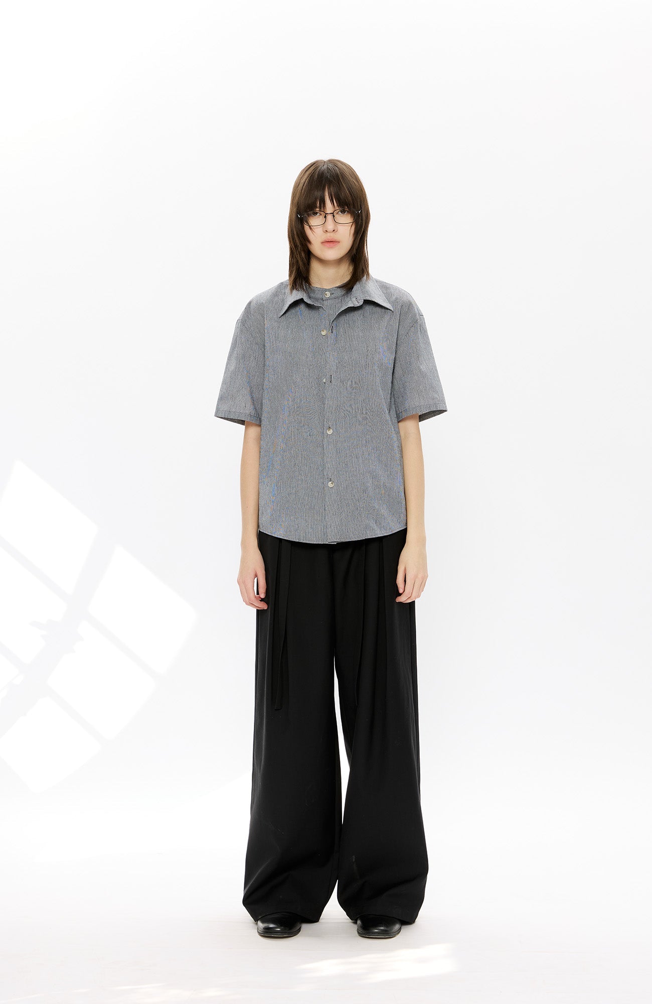 KREATE Layered-Collar Check Short Sleeve Shirt