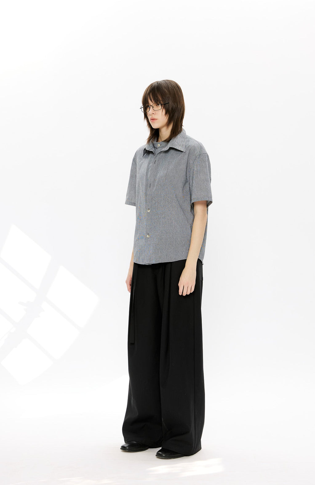 KREATE Layered-Collar Check Short Sleeve Shirt