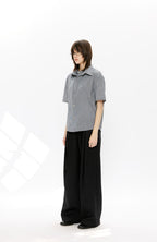 KREATE Layered-Collar Check Short Sleeve Shirt