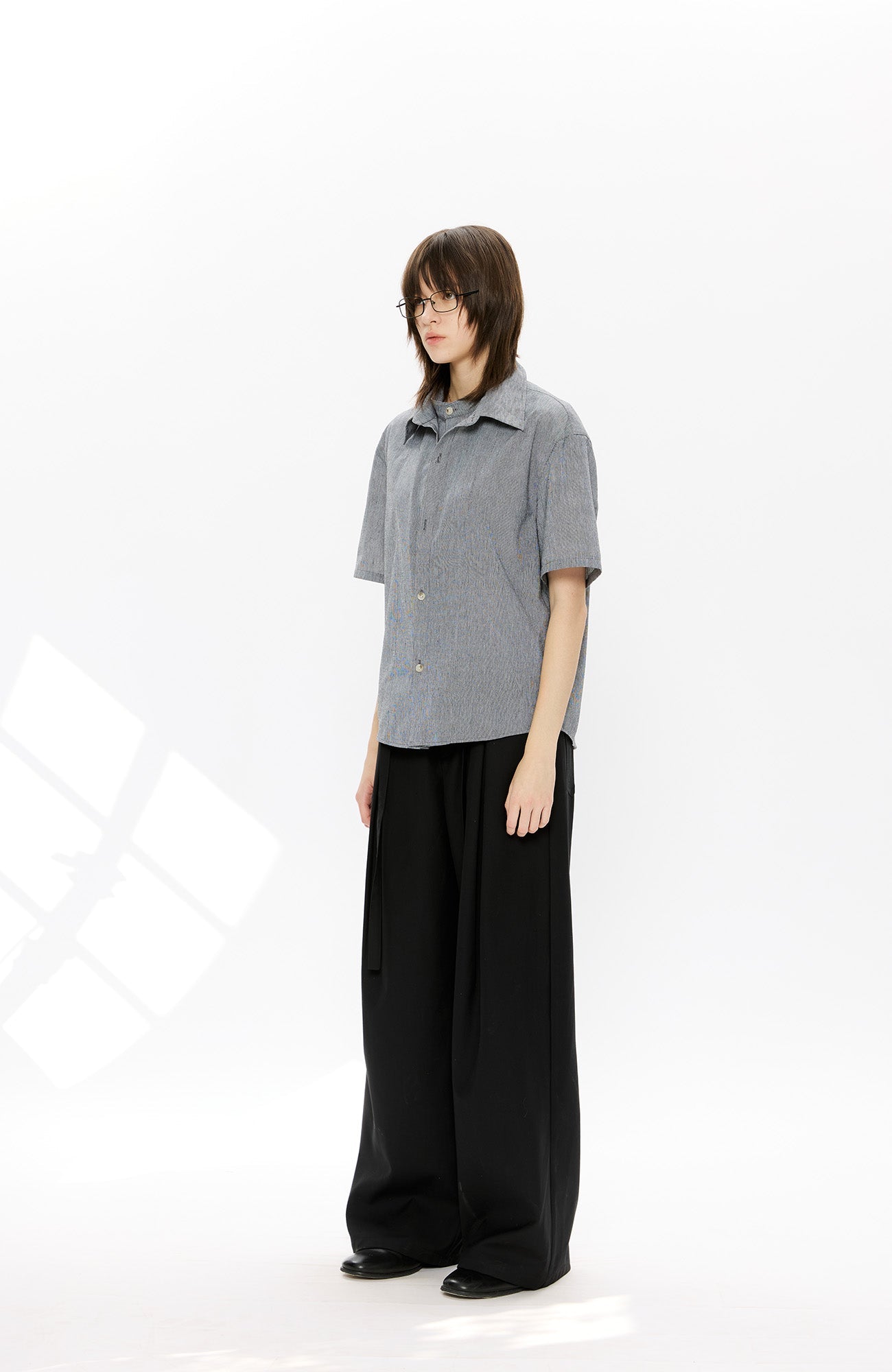 KREATE Layered-Collar Check Short Sleeve Shirt