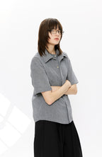 KREATE Layered-Collar Check Short Sleeve Shirt