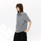 KREATE Layered-Collar Check Short Sleeve Shirt