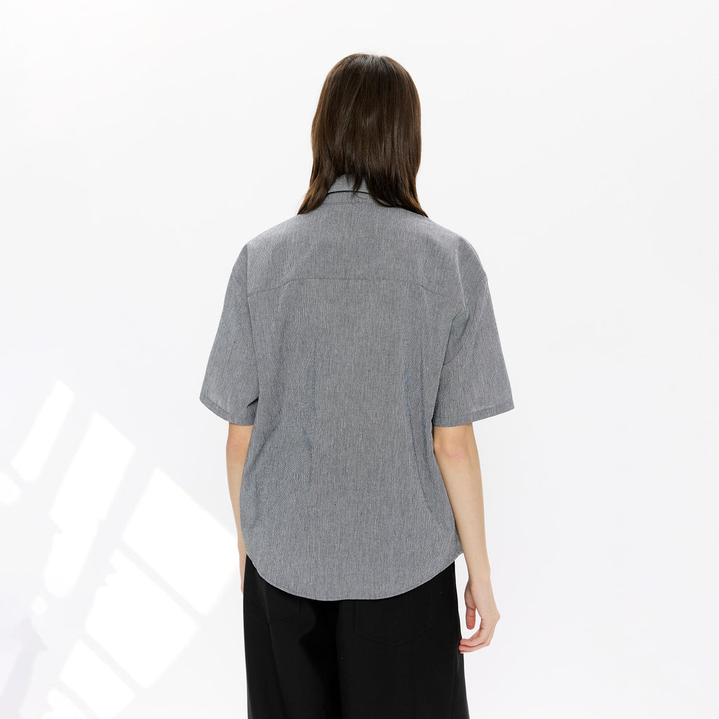 KREATE Layered-Collar Check Short Sleeve Shirt