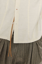 KREATE Contrast Collar Linen Half Shirt