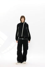KREATE Washed Belt Graphic Crinkled Cargo Pants