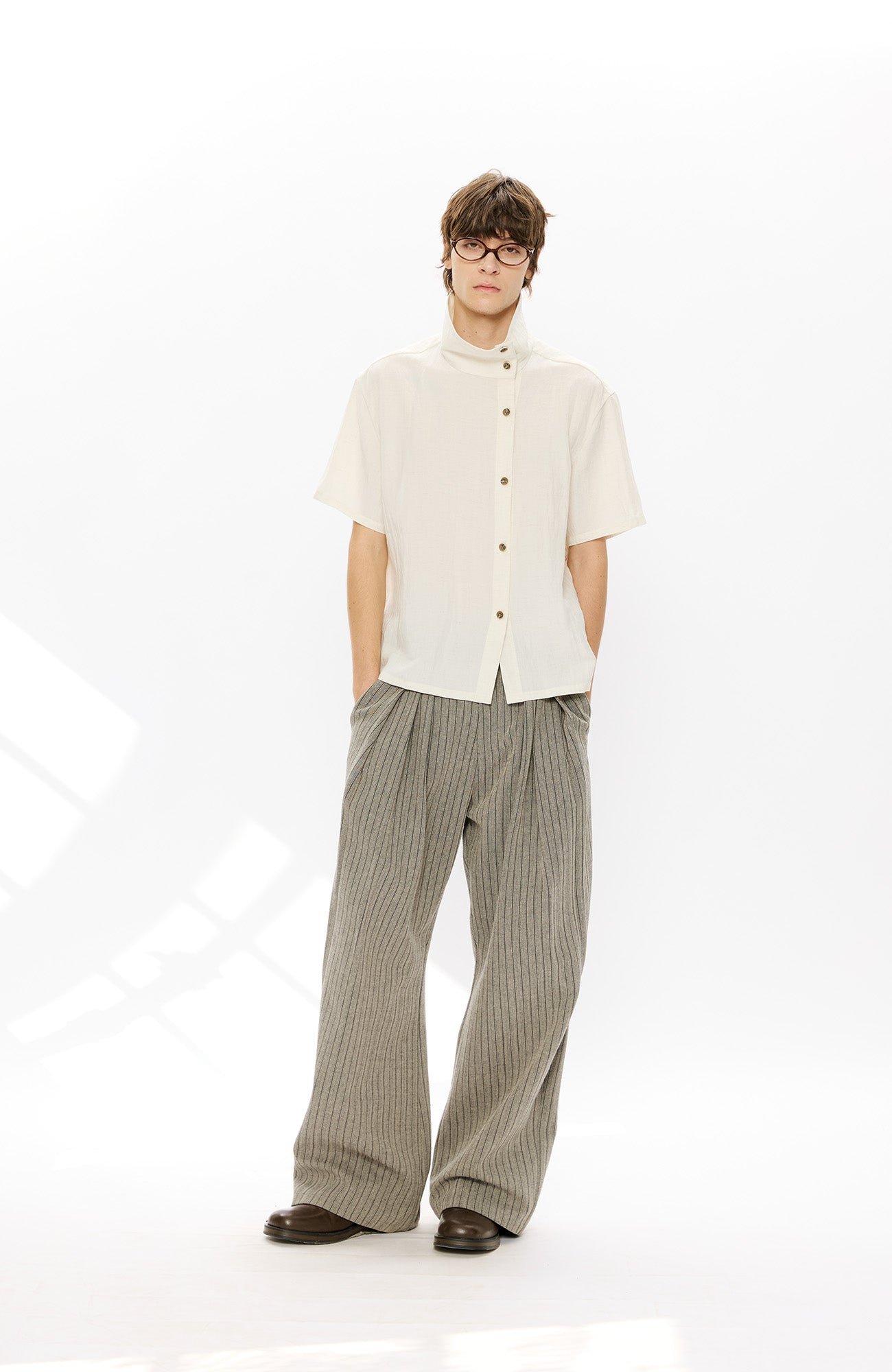 KREATE Asymmetrical Placket Short Sleeve Shirt