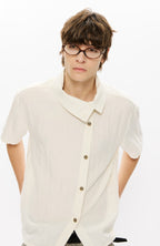 KREATE Asymmetrical Placket Short Sleeve Shirt