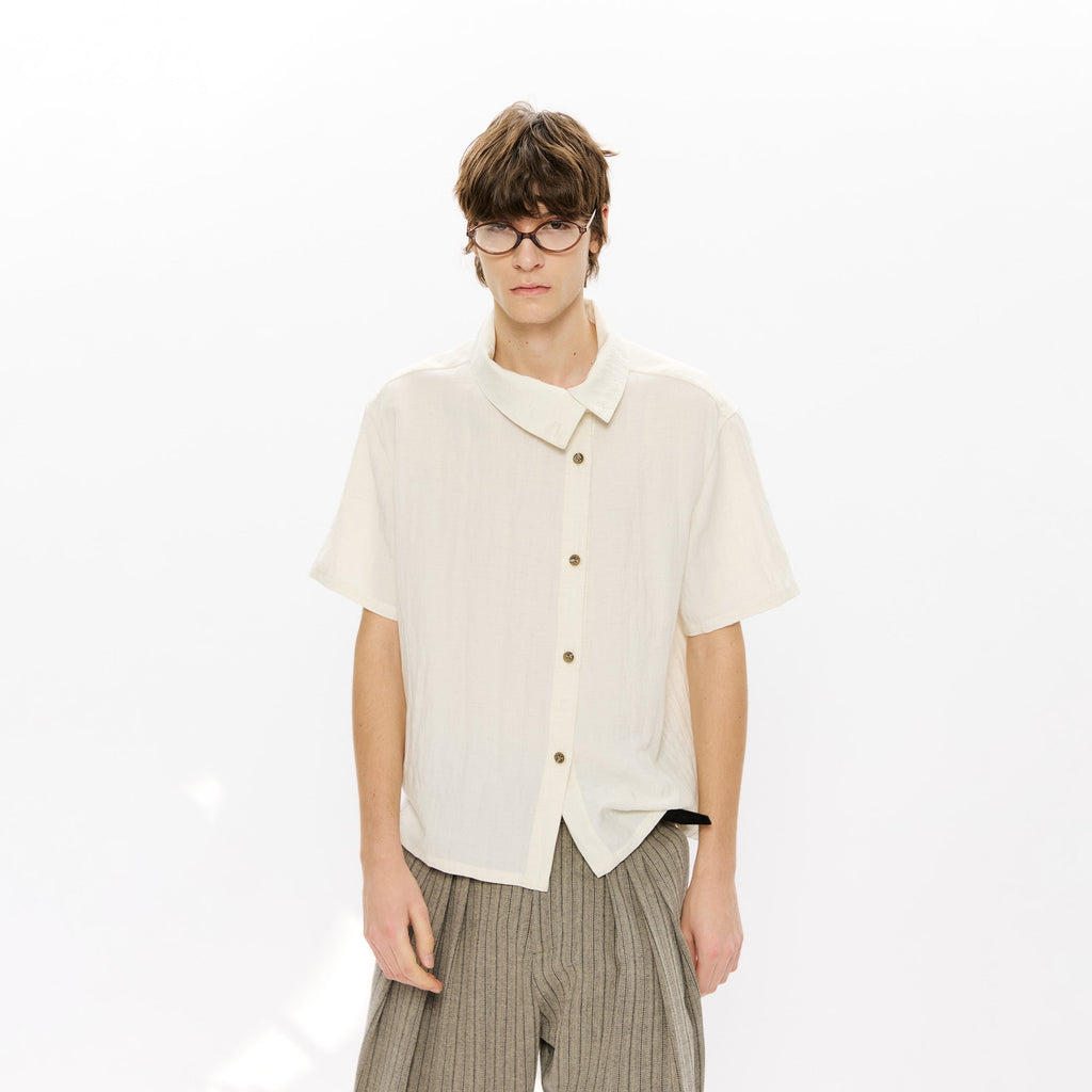 KREATE Asymmetrical Placket Short Sleeve Shirt