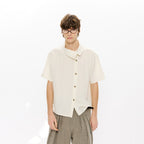 KREATE Asymmetrical Placket Short Sleeve Shirt