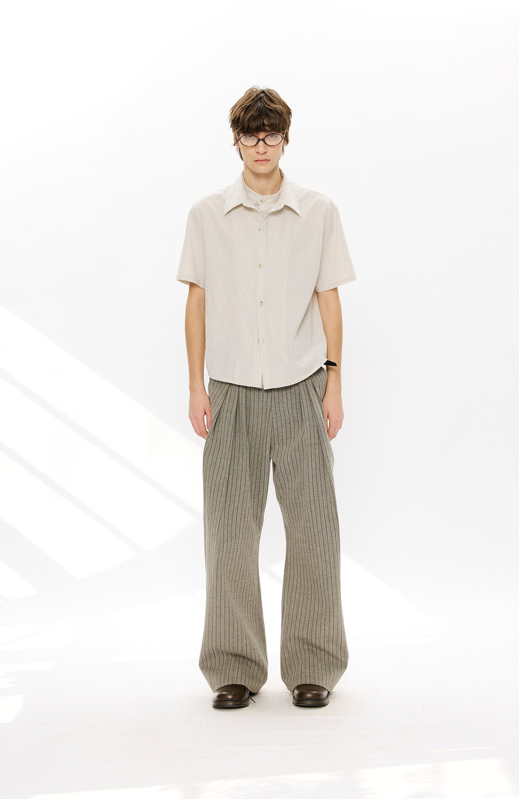 KREATE Layered-Collar Check Short Sleeve Shirt