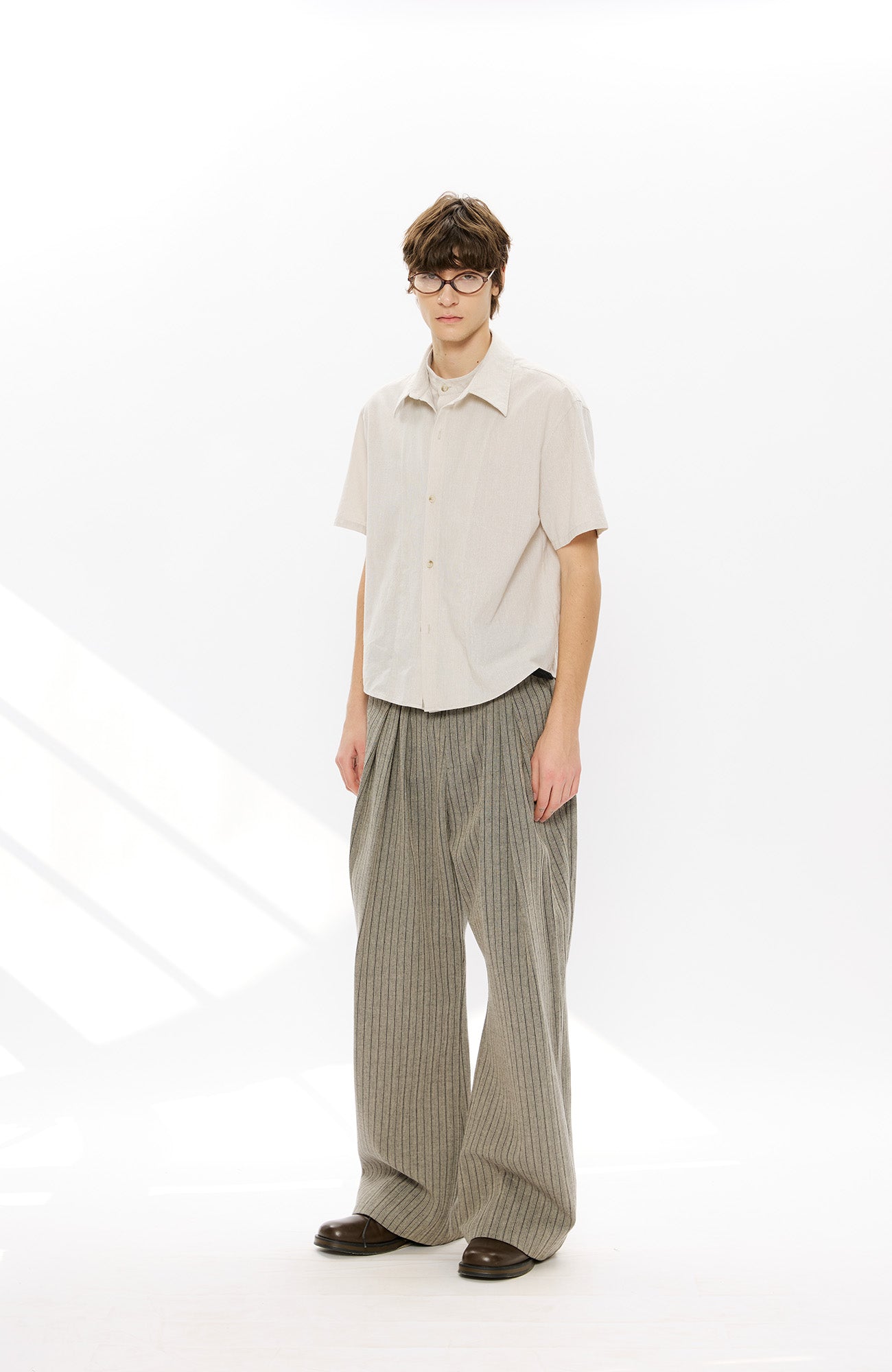 KREATE Layered-Collar Check Short Sleeve Shirt