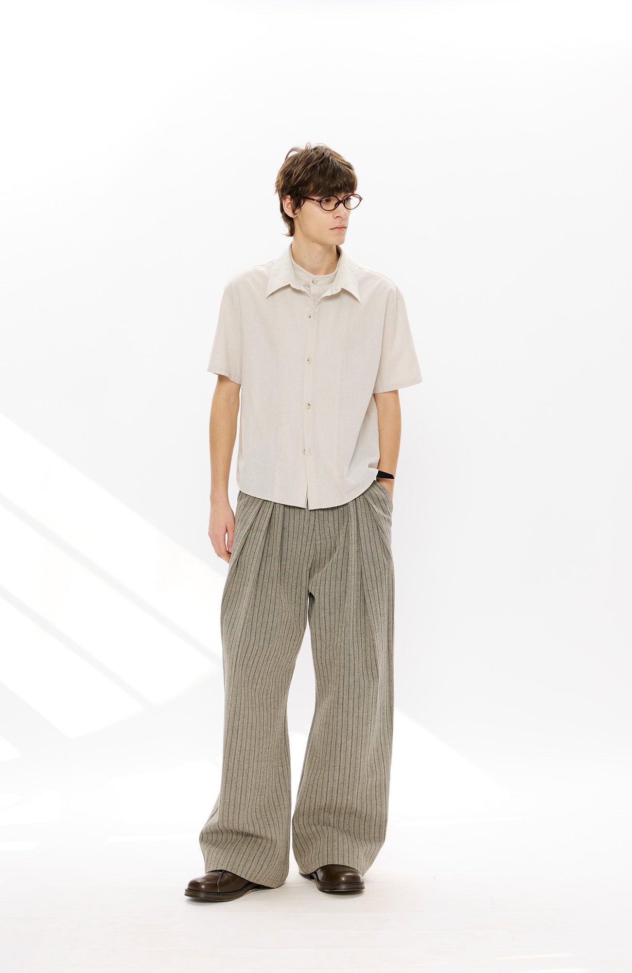 KREATE Layered-Collar Check Short Sleeve Shirt
