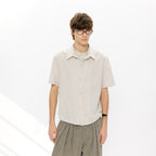 KREATE Layered-Collar Check Short Sleeve Shirt