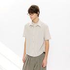 KREATE Layered-Collar Check Short Sleeve Shirt
