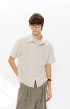 KREATE Layered-Collar Check Short Sleeve Shirt