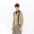 KREATE Retro Diamond-Knit Short Sleeve Polo