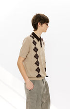 KREATE Retro Diamond-Knit Short Sleeve Polo
