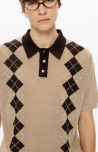 KREATE Retro Diamond-Knit Short Sleeve Polo