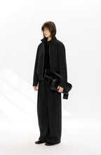 KREATE Pinstripe Pleated Draped Wide Trousers
