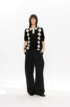 KREATE Retro Diamond-Knit Short Sleeve Polo