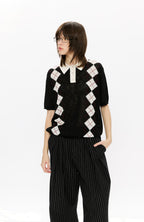 KREATE Retro Diamond-Knit Short Sleeve Polo