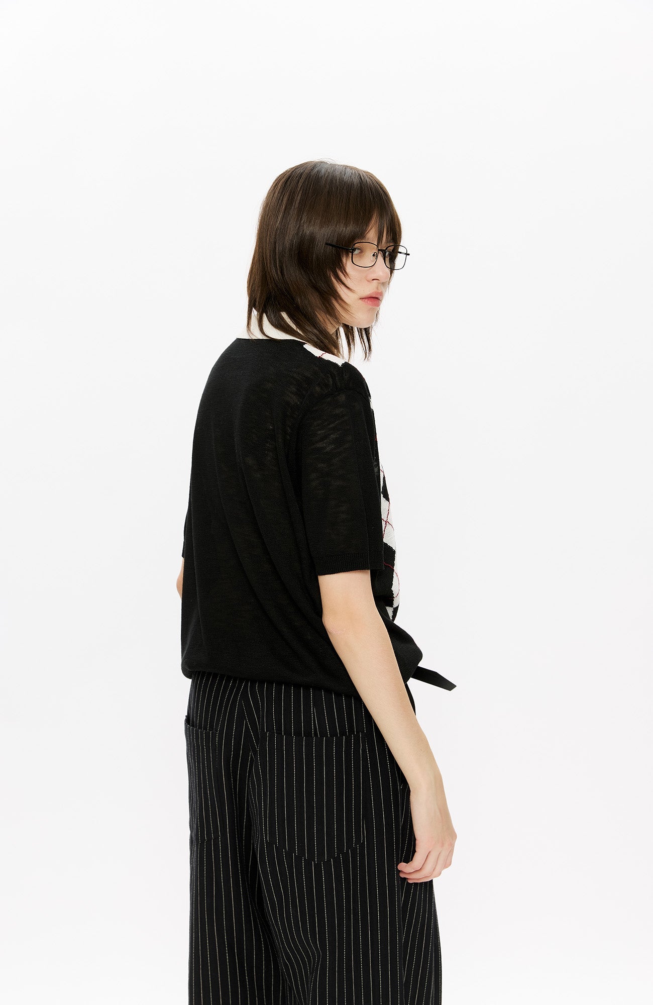 KREATE Retro Diamond-Knit Short Sleeve Polo