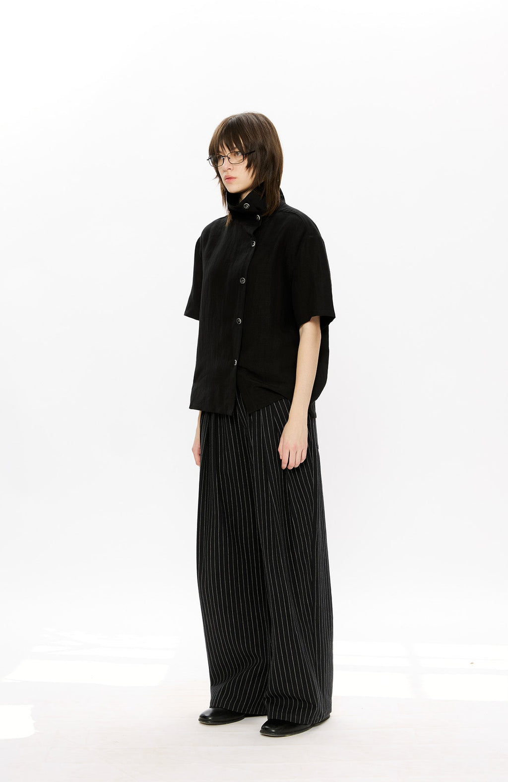 KREATE Asymmetrical Placket Short Sleeve Shirt