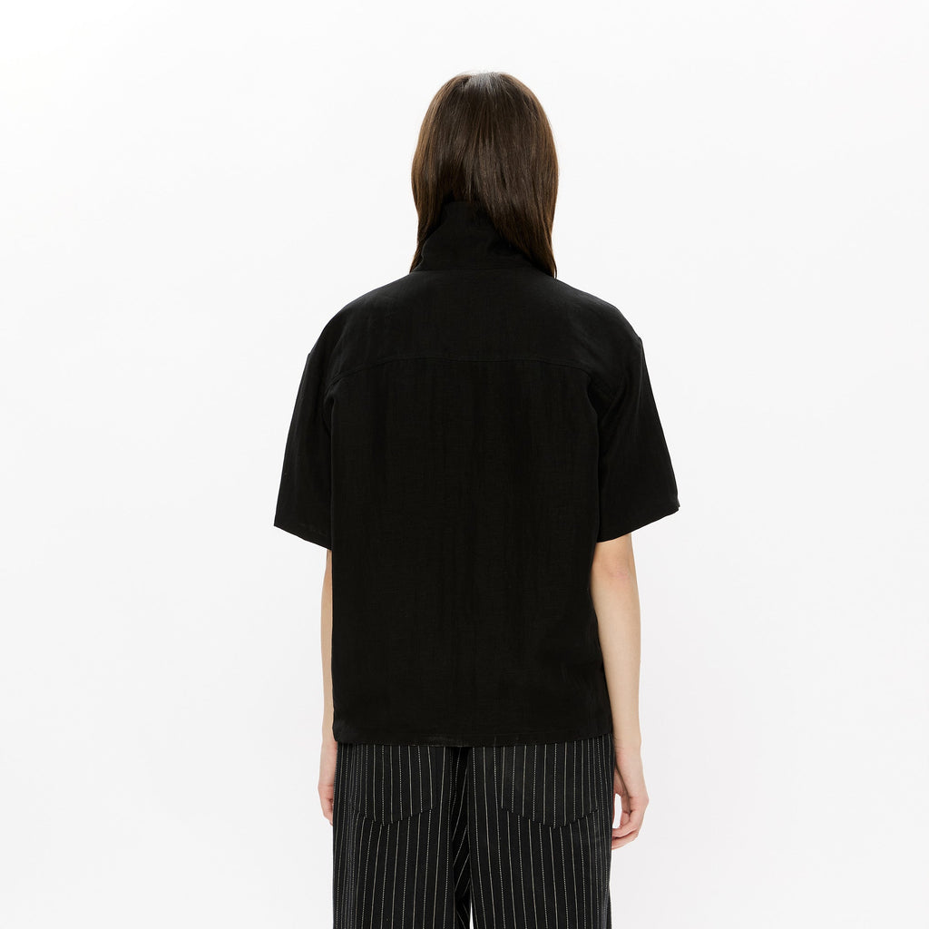 KREATE Asymmetrical Placket Short Sleeve Shirt