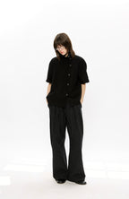 KREATE Asymmetrical Placket Short Sleeve Shirt