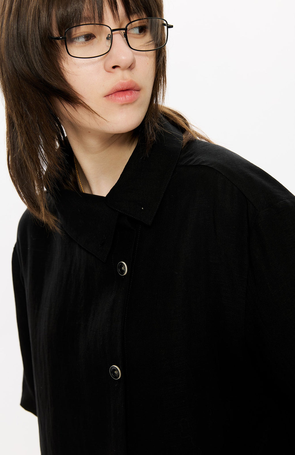 KREATE Asymmetrical Placket Short Sleeve Shirt