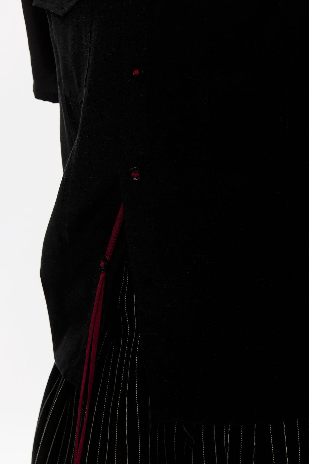 KREATE Contrast Collar Linen Half Shirt