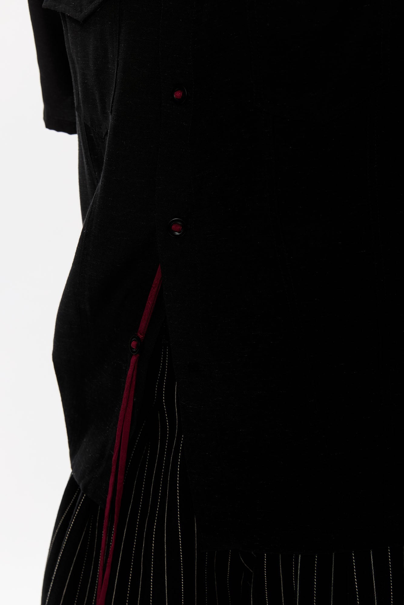 KREATE Contrast Collar Linen Half Shirt