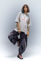 XIPHEVIL Contrast Paneled Mesh Zip-Pocket Raglan T-Shirt Ice