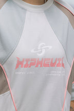 XIPHEVIL Contrast Paneled Mesh Zip-Pocket Raglan T-Shirt Ice