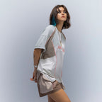 XIPHEVIL Contrast Paneled Mesh Zip-Pocket Raglan T-Shirt Ice