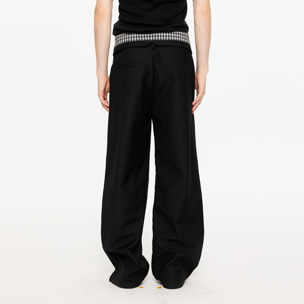 KREATE Folded Check Waistband Pleated Trousers