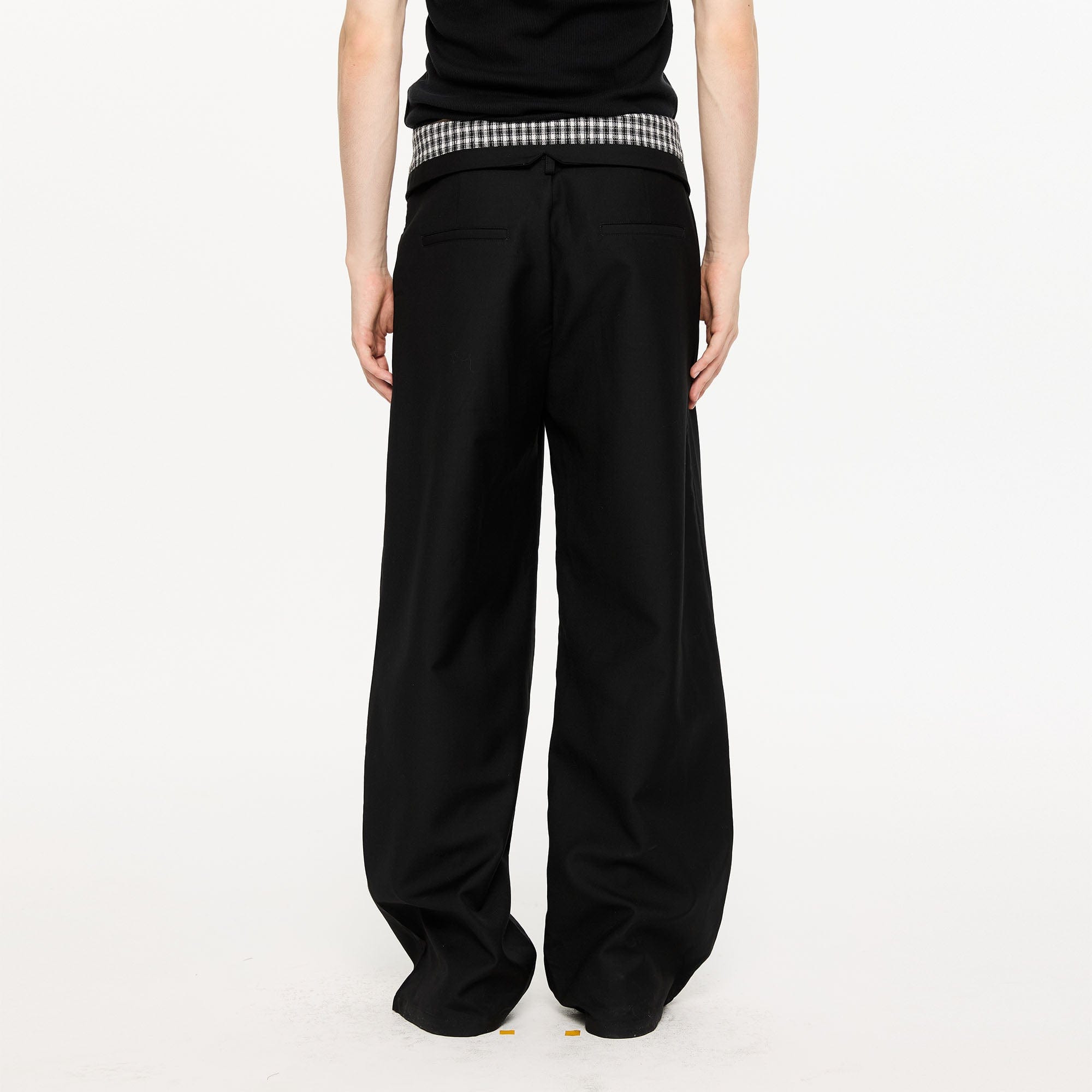 KREATE Folded Check Waistband Pleated Trousers