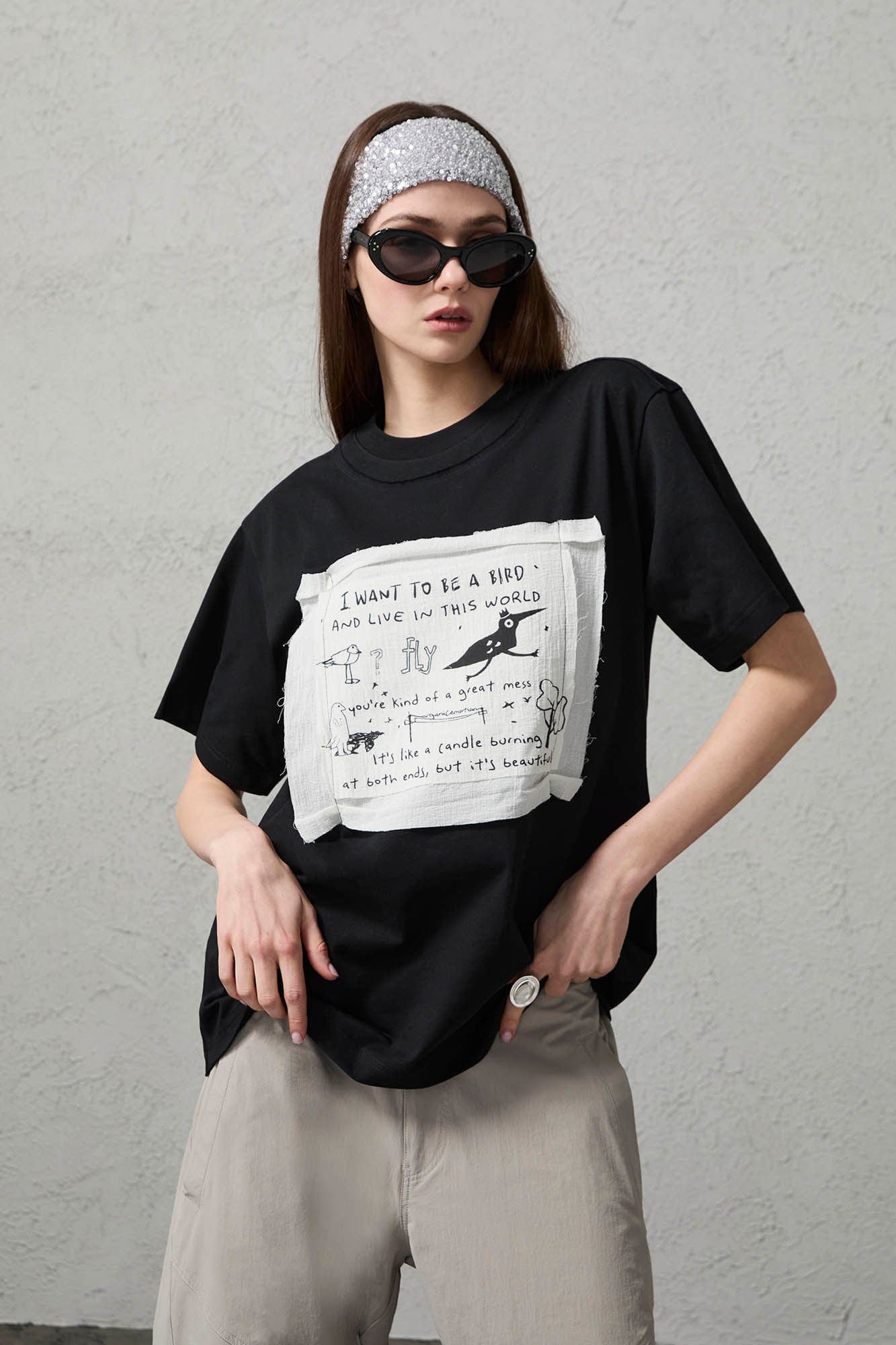 ORGANIC EMOTION Script Patchwork Sorona T-Shirt