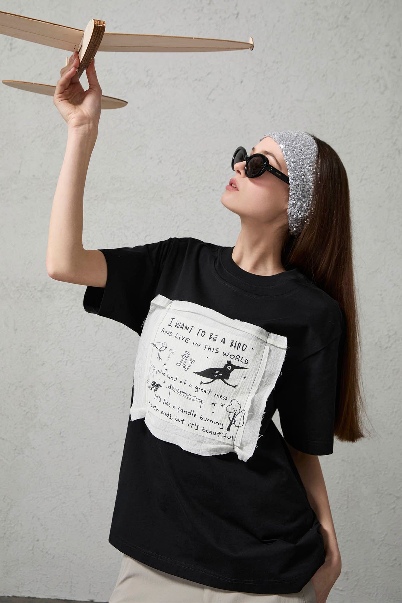 ORGANIC EMOTION Script Patchwork Sorona T-Shirt