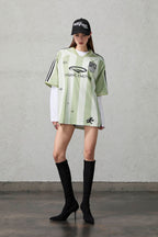 ORGANIC EMOTION Striped Badge Graphics Soccer Jersey