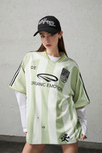 ORGANIC EMOTION Striped Badge Graphics Soccer Jersey