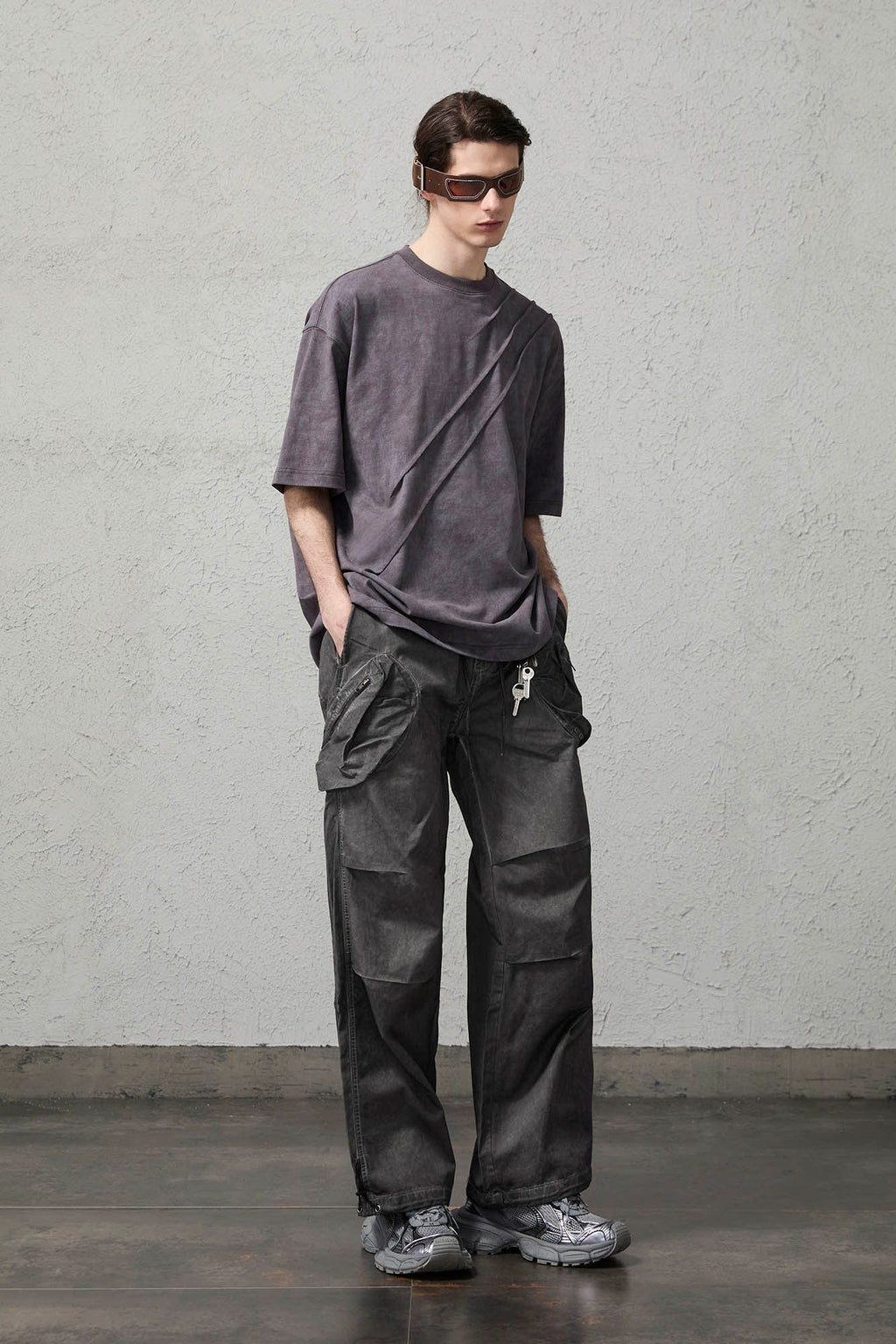 ORGANIC EMOTION Scratch Spliced Washed T-Shirt