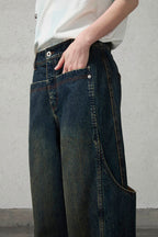 ORGANIC EMOTION Big-Pocket Paneled Wide-Leg Jeans